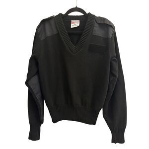 Vintage 80's Navy Neck Pullover by Jack Young Sweater sz M Military Issued made